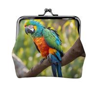 Fantástico monedero con estampado de plumas de loro para mujer (11,5 x 10,5 cm) exquisito, Negro -, Talla única