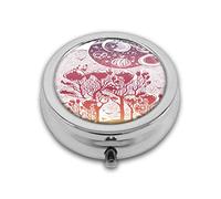 Fantástico paisaje de bosque mágico y cielo nocturno de ensueño colorido diseño de contorno personalizado redondo SilverBox bolsillo 2.1 pulgadas - 3 compartimentosBox/pastillero bolsillo