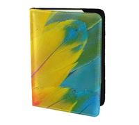 Fantástico soporte para pasaporte con estampado de plumas de loro, artículos esenciales de viaje, cartera antirrobo para tarjetas y pasaportes, tamaño para adaptarse a todos los pasaportes estándar