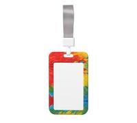 Fantástico soporte para tarjetas de identificación con estampado de plumas de loro, soporte para tarjetas de identificación con cordón, protector de pase de trabajo para personal de oficina, escuela