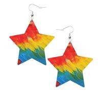 Fantásticos aretes de fiesta de plumas de loro para mujer, aretes colgantes de estrella brillante, joyería de gota de moda para salidas nocturnas, One Size, Cuero