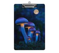 Fantásticos hongos brillantes en el bosque Portapapeles tamaño A4 Divertido Estético Trabajo Estudiar Carta Tablero de clip estándar 12.5 × 8.5 en Tablero duro para la escuela Aula Niños Escribiendo