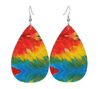 Fantásticos pendientes de cuero con colgante de lágrima con plumas de loro, ligeros y versátiles, adecuados para viajes diarios y citas
