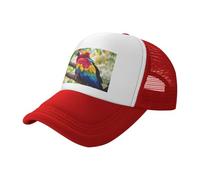 Fantásticos sombreros de verano unisex con estampado de plumas de loro, ajuste cómodo, al aire libre, pesca, deportes, viajes, camping, Rojo, talla única
