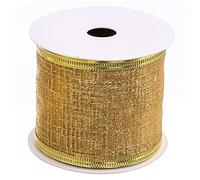 FANTASTIKO Textil con decoración Transparente en Oro. Hay 3 Modelos Surtidos. Tamaño Largo Cinta: 270x6 cm Moños Navidad, Multicolor, No Aplica