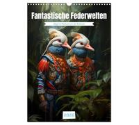 Fantastische Federwelten (Wandkalender 2026 DIN A3 hoch), CALVENDO Monatskalender: Vögel im Multiversum der Kulturen