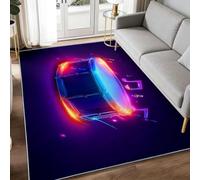Fantasy 100 x 160 cm Alfombra de dormitorio suave, música neón notas musicales, batería lavable antideslizante alfombra de salón, color púrpura, noche, moqueta para sala de estar, habitación infantil