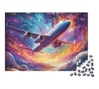 Fantasy Airplane Flight Colourful Airplane in Nebula 1000 Pieces Adult Jigsaws Birthday Fun Activity for Rainy Days 70x50cm/1000pcs
