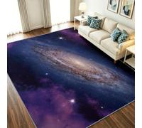 Fantasy - Alfombra de salón de 140 x 200 cm, pelo corto, resistente a las manchas, lana sintética, nebulosa en espiral, alfombra de la Vía Láctea, lavable, antideslizante, para dormitorio, salón