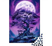 Fantasy Ancient Tree Puzzle para Adultos Puzzle de 1000 Piezas Purple Full Moon Relajación Decoración Hogar Regalo 70x50cm/1000pcs