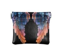 Fantasy Angel Wings - Carteras negras para mujer, carteras pequeñas y compactas para mujer, Fantasía alas de ángel, color negro, 4.33x3.74In, Fantasía alas de ángel, color negro