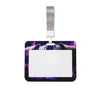 Fantasy Art - Funda para tarjetas de identificación de plástico duro con diseño de lobos morados y azules, protector de etiqueta de nombre para enfermeras y oficina