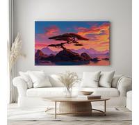 Fantasy Art - Lienzo decorativo para pared, diseño de árbol de pino, isla de mar, impermeable, sin marco, 160 x 80 cm, imágenes de gama alta para dormitorio, sala de estar, dormitorio, habitación de