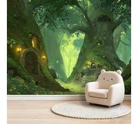 Fantasy Art - Mural de pared no tejido para dormitorio, mesita de noche y pasillo, efecto 3D sin pegar, póster de papel pintado fotográfico grande, linternas de musgo de árbol antiguo