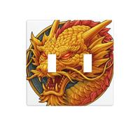 Fantasy Art - Placa de pared con diseño de dragón dorado de doble banda, tamaño estándar, 11,4 x 11,4 cm