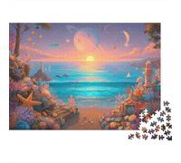 Fantasy Beach Sunset Colourful Sunset Ocean Coast 1000 Pcs Jigsaws for Adults The Impossible Challenge Brain Development 70x50cm/1000pcs