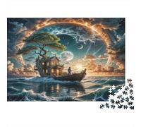 Fantasy Boat House 100% Recycled Cardboard Moonlit Boat Scene 1000Pc Jigsaw Puzzle Adults Fun Activity for Rainy Days 70x50cm/1000pcs