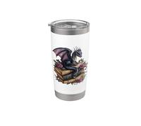 Fantasy Book Lover Bookworm Dragon Readers Reading Vaso térmico de acero inoxidable de doble pared
