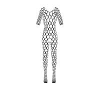 Fantasy By Cottelli Catsuit de manga larga abierto para mujer Negro S-L