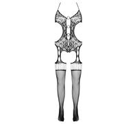 Fantasy By Cottelli Catsuit de manga larga para mujer Negro S-L