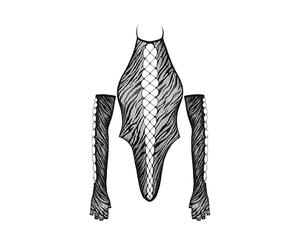 Fantasy By Cottelli Riobody y guantes largos Set para mujer Negro S-L