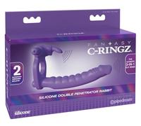 Pipedream Fantasy C-Ringz Silicone Double Penetrator Rabbit, Purple, 18cm