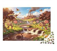 Fantasy Candy Factory Puzzle de 1000 Piezas Papel para Adultos Estilo Cuento Juego de Puzzle 1000 Piezas Relajación Decoración Hogar 38x26cm/1000pcs