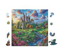 Fantasy Castillo Meadow Rompecabezas 100 Piezas Cartón para Niños Mayores 14 Años Entretenimiento Casa Antiestrés Detalle San Valentín Detalle Único Original 28x28cm