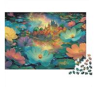 Fantasy Castle Lake 100% Recycled Cardboard Colorful Lily Pond 1000 Piece Puzzle for Adults The Impossible Challenge Fun Present 38x26cm/1000pcs
