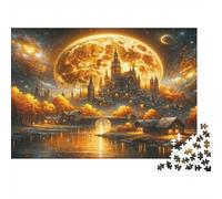 Fantasy Castle Moonlight 100% Recycled Cardboard Golden Moon Castle 1000 Piece Jigsaws for Adults Unique Classic Educational Games 70x50cm/1000pcs