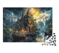 Fantasy Castle Town Colourful Dark Mountain Castle 1000 Pcs Jigsaws for Adults The Impossible Challenge Fun Present 38x26cm/1000pcs