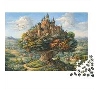 Fantasy Castle Tree 100% Recycled Cardboard Tree Castle Landscape 1000 Piece Jigsaws for Adults Unique Classic Educational Games 38x26cm/1000pcs
