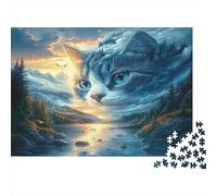 Fantasy Cat Landscape 100% Recycled Cardboard Giant Cat Landscape 1000 Piece Jigsaw Puzzles Adults and Children Beautiful Decoration 38x26cm/1000pcs