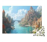 Fantasy Cityscape Colourful Mountain River Castle 1000 Pieces Jigsaw for Adults The Impossible Challenge Brain Development 52x38cm/1000pcs