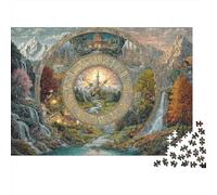 Fantasy Clock Landscape 100% Recycled Cardboard Spiral Mountain World 1000 Piece Adult Jigsaws For Adults & Kids Fun Home Activity 38x26cm/1000pcs