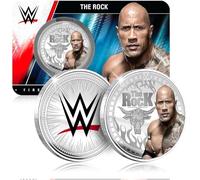 FANTASY CLUB The Rock WWE 32 mm Moneda Coleccionable Oficial - Homenaje al Campeón del Pueblo y Superestrella Mundial - Edición Limitada para Fans y Coleccionistas
