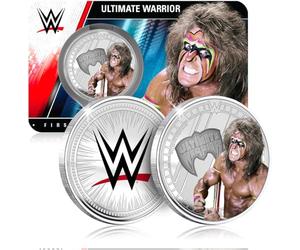 FANTASY CLUB The Ultimate Warrior WWE 32 mm Moneda Coleccionable Oficial - Homenaje al Guerrero Definitivo y Símbolo de los 90 - Edición Limitada para Fans y Coleccionistas