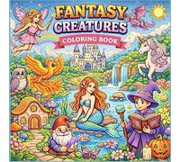 Fantasy Creatures: Coloring Book for Adults and Kids| Bold, Cute and Easy Fantasy designs for Relaxation featuring Magical Coloring Pages of Unicorns, Dragons, Fairies, Mermaids & Enchanted Worlds.