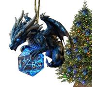 Fantasy Dice Ornament - Festive Decor for Holiday Tree | Acrylic Dragon Inspired 2D Design with Hangable Style, 3.15x3.15x0.2in Size, Compact Lightweight Accent, Ideal for Living Room Bedroom Porch