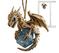 Fantasy Dice Ornament - Festive Decor for Holiday Tree | Acrylic Dragon Inspired 2D Design with Hangable Style, 3.15x3.15x0.2in Size, Compact Lightweight Accent, Ideal for Living Room Bedroom Porch