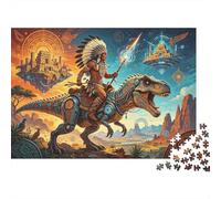 Fantasy Dinosaur Puzzle 1000 Piezas Papel Reciclado Native Americans Puzzles Juego Educativo Challenge Fun Juego Familiar para Adultoos and Age 10 70x50cm/1000pcs