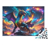Fantasy Dragon Art 100% Recycled Cardboard Cosmic Winged Dragon 1000 Piece Jigsaw Puzzles Adults and Children Fun Present 70x50cm/1000pcs