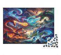 Fantasy Dragon Battle Colourful Cute Baby Dragon 1000 Pcs Puzzle Adults Beautifully Illustrated Unique Home Activity 70x50cm/1000pcs
