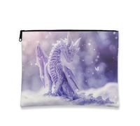 Fantasy Dragon - Bolsa de maquillaje de dragón violeta, bolsa de viaje para mujeres, organizador portátil pequeño de lona con cremallera, regalo para artículos de tocador para el cuidado de la piel de