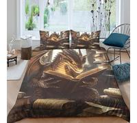 Fantasy Dragon Funda de Edredón Microfibra de poliéster Juego de 3 Piezas Diseño 3D con Cremallera Fantasía Dragon Funda Edredon Incluye Fundas de Almohada Suave for niños y niñas King（220x240cm）