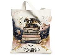 Fantasy Dragon Imagination Quote Fanciful - Bolsa de lona de 13 x 15 pulgadas, Beige, 13x15 Inch