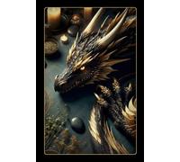 Fantasy Dragon Journal / Notebook: BLACK AND GOLD PROTECTOR AT REST COVER | Handy 6x9" Size | 150 Lined Pages (Neat 8mm Spacing) | Durable Hardcover | ... notepad for Men, Women, Boys and Girls.