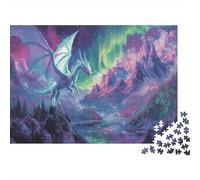 Fantasy Dragon Landscape Colourful Aurora Dragon Art 1000 Pieces Jigsaw for Adults The Impossible Challenge Brain Development 38x26cm/1000pcs