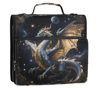 Fantasy Dragon Night Sky Art - Carpeta organizadora de 3 anillos con cremallera y correa para el hombro, impermeable, portátil, adecuada para la escuela secundaria