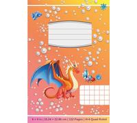 Fantasy Dragon Notebook for Kids 6-12: 120 Quad Ruled Pages (122 Pages Total), 4×4 Grid, 6×9 for Math, Drawing & STEM